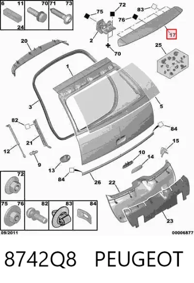 Alerón de puerta trasera PEUGEOT 8742Q8