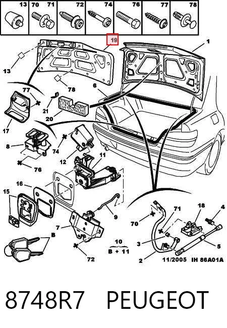Revestimiento de tapa de maletero 8748R7 Peugeot/Citroen