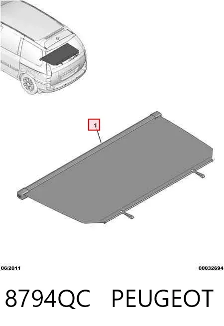 Cortina del compartimento de equipaje 8794QC Peugeot/Citroen