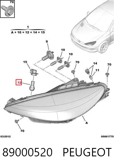 Faro derecho 89000520 Peugeot/Citroen