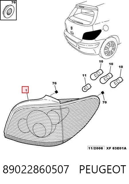 Piloto trasero derecho 89022860507 Peugeot/Citroen