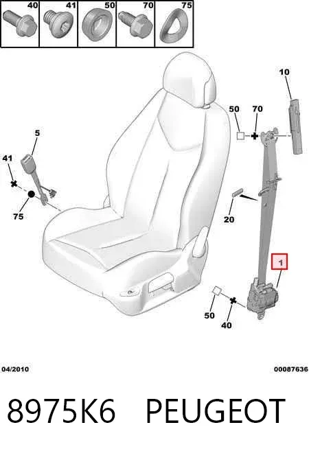 Cinturón de seguridad delantero izquierdo 8975K6 Peugeot/Citroen