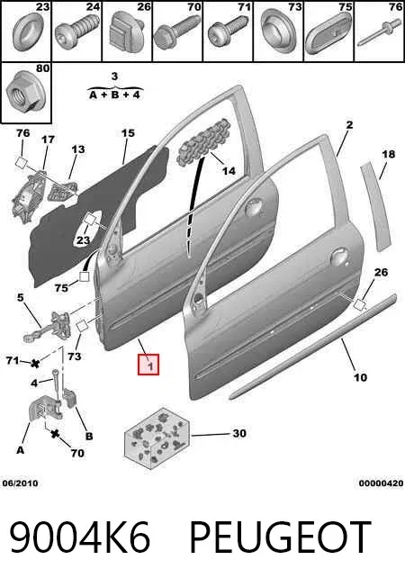 Puerta delantera derecha 9004K6 Peugeot/Citroen