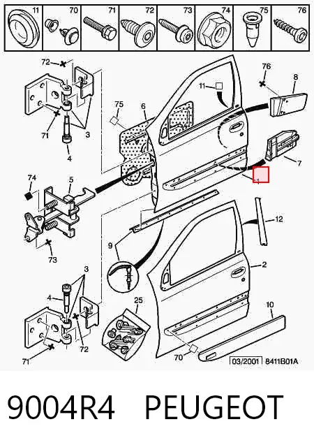 Puerta delantera derecha 9004R4 Peugeot/Citroen