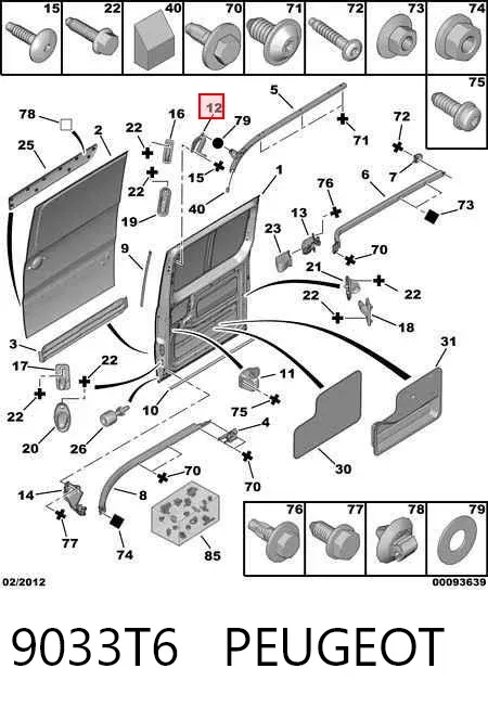 Rodillo superior izquierdo de puerta corrediza 1498210080 Fiat/Alfa/Lancia