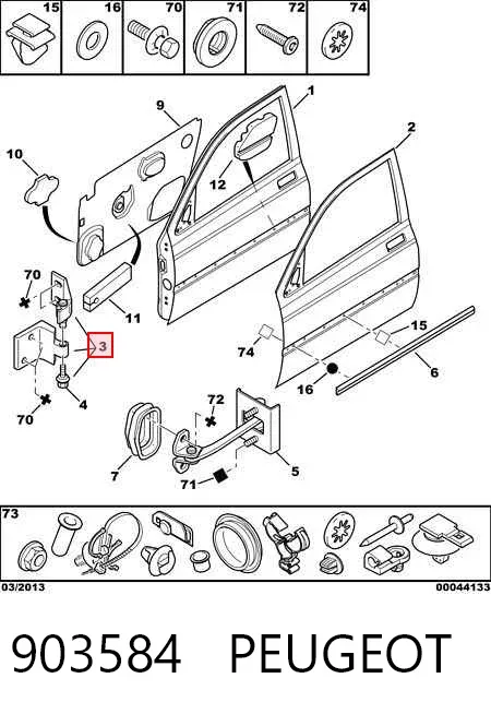 Bisagra de puerta delantera izquierda 903584 Peugeot/Citroen