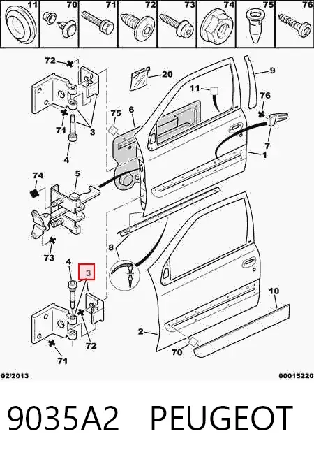 Bisagra de puerta delantera 9035A2 Peugeot/Citroen