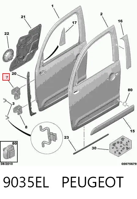 Bisagra de puerta delantera izquierda 9035EL Peugeot/Citroen