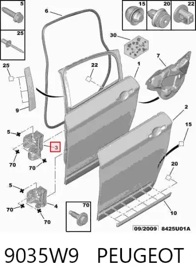 Bisagra de puerta delantera izquierda PEUGEOT 9035W9