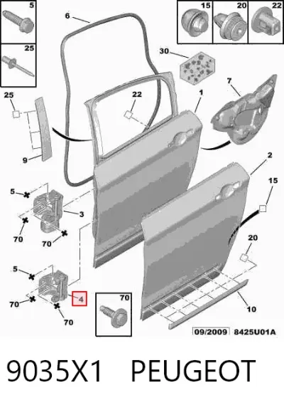 Bisagra de puerta delantera izquierda PEUGEOT 9035X1