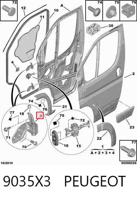Bisagra de la puerta delantera derecha 9035X3 Peugeot/Citroen