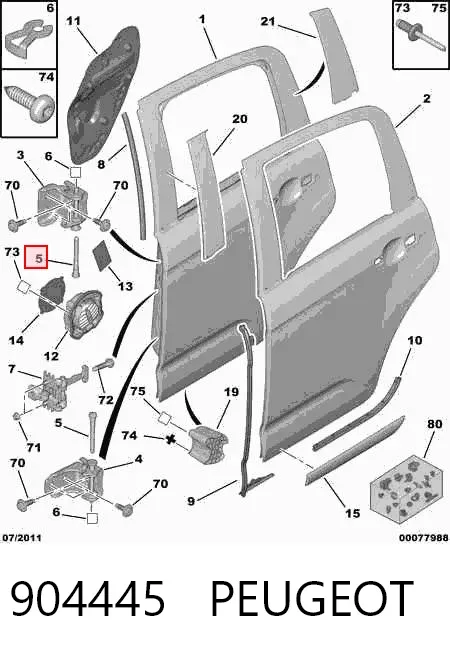 Pasador de bisagra de puerta 904445 Peugeot/Citroen