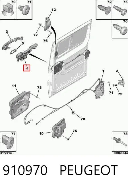 Soporte de manija exterior de puerta delantera izquierda 910970 Peugeot/Citroen