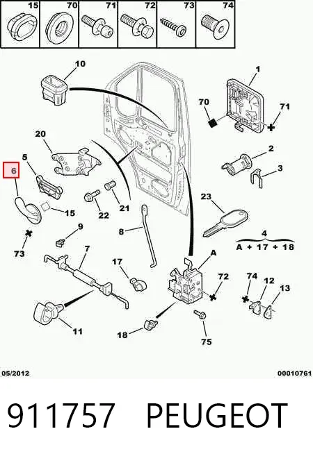 Manija interior de puerta delantera izquierda 911757 Peugeot/Citroen