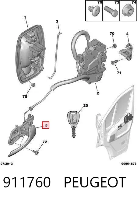 Manija interior de puerta delantera derecha 911760 Peugeot/Citroen