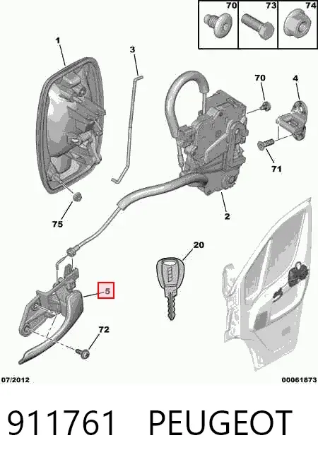 Manija interior de puerta delantera izquierda 911761 Peugeot/Citroen