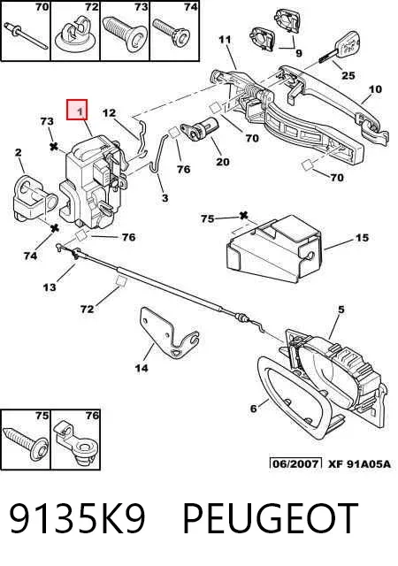Cerradura 9135K9 Peugeot/Citroen