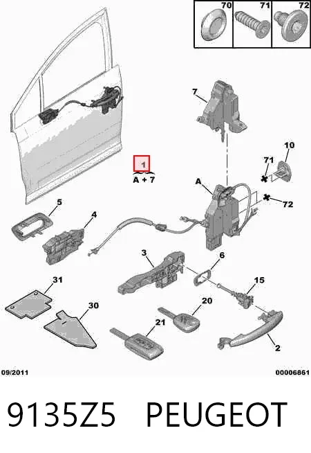 Cerradura 9135Z5 Peugeot/Citroen