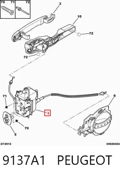 Cerradura de puerta trasera izquierda PEUGEOT 9137A1