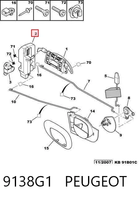 Cerradura de la puerta trasera derecha 9138G1 Peugeot/Citroen