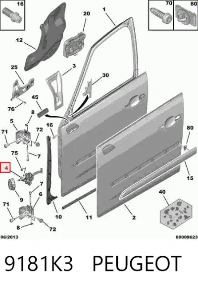 Limitador de apertura de puerta delantera PEUGEOT 9181K3