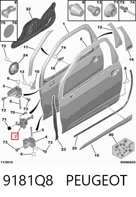 Limitador de apertura de puerta delantera 9181Q8 Peugeot/Citroen