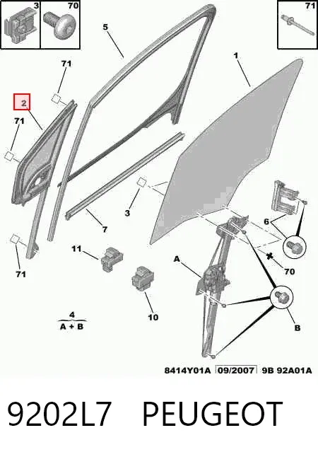 Cristal de ventanilla fija de puerta delantera derecha 9202L7 Peugeot/Citroen
