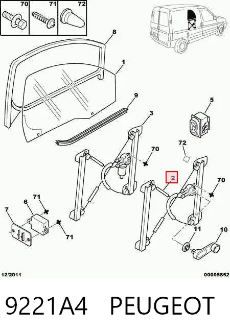 Mecanismo de elevalunas delantero izquierdo 9221A4 Peugeot/Citroen