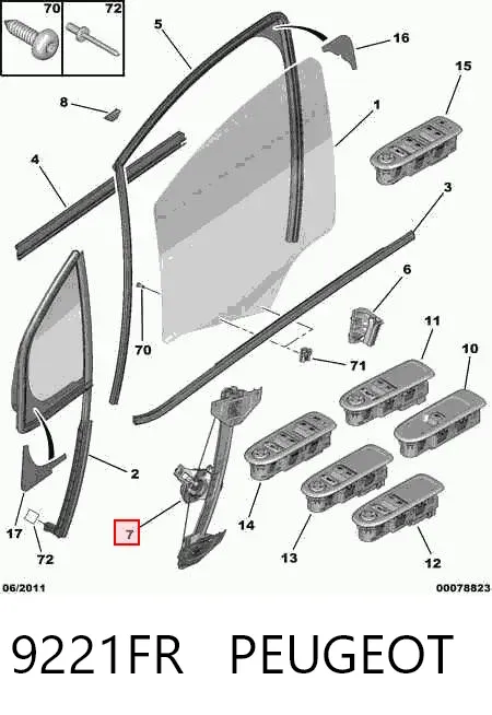 Mecanismo de elevalunas delantero izquierdo 9221FR Peugeot/Citroen