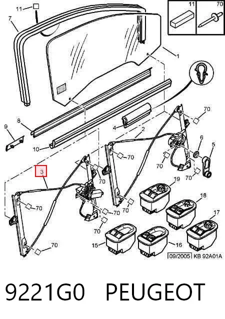 Mecanismo de elevalunas delantero izquierdo 9221G0 Peugeot/Citroen