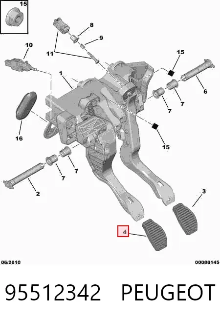 Cubierta del pedal de embrague 95512342 Peugeot/Citroen