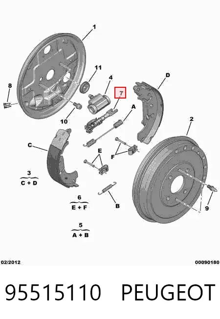 Kit de reparación del mecanismo de ajuste automático de zapatas de freno 95515110 Peugeot/Citroen