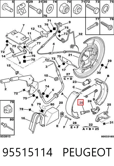 Guía del cable del freno de mano 95515114 Peugeot/Citroen