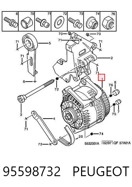 Alternador 95598732 Peugeot/Citroen