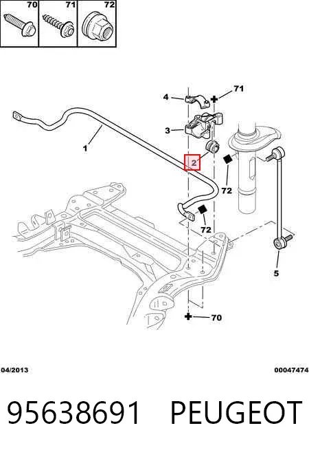 Buje de barra estabilizadora delantera 95638691 Peugeot/Citroen