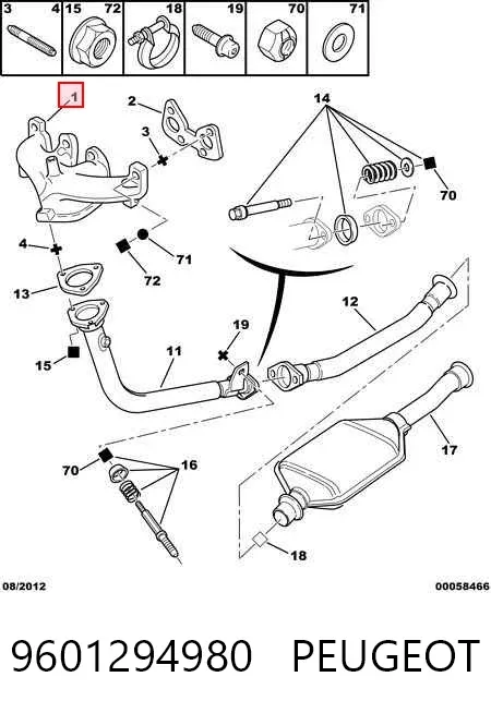 Colector de escape 9601294980 Peugeot/Citroen