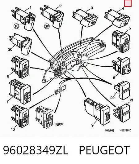 Boton de luz de emergencía 96028349ZL Peugeot/Citroen
