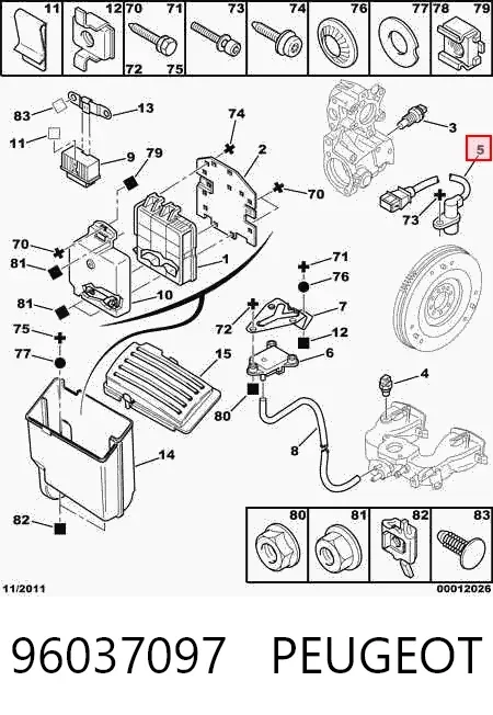 Sensor de cigüeñal 96037097 Peugeot/Citroen