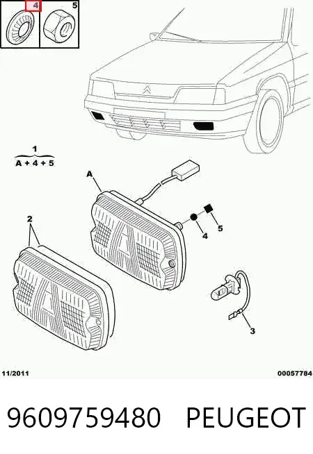 Faro antiniebla izquierdo y derecho 9609759480 Peugeot/Citroen