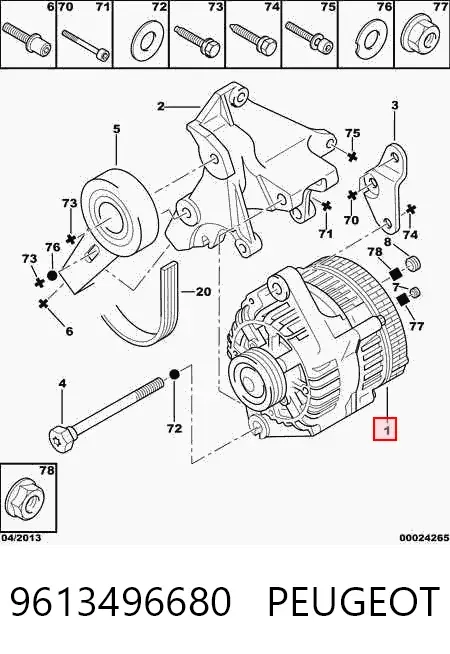 Alternador 9613496680 Peugeot/Citroen