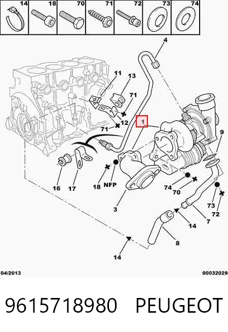 Turbocompresor 9615718980 Peugeot/Citroen