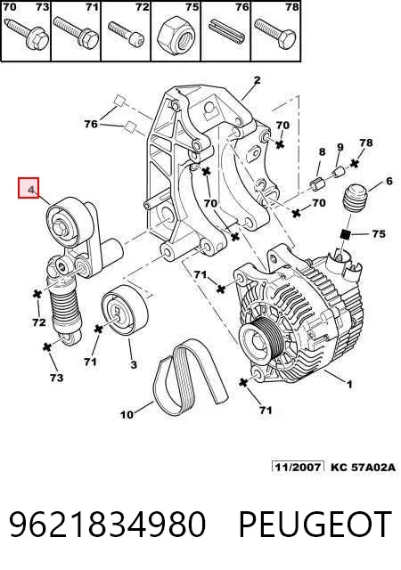 Tensor de correa poli V 9621834980 Peugeot/Citroen