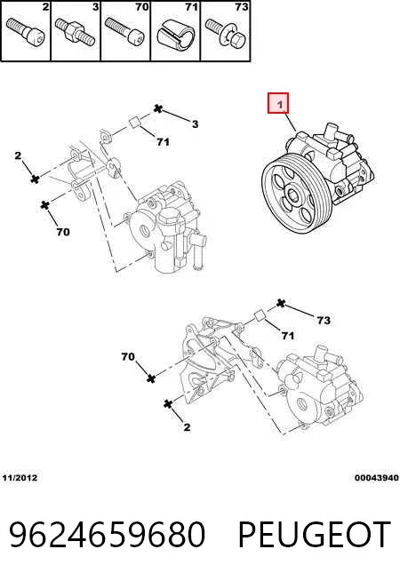 Bomba de dirección 9624659680 Peugeot/Citroen