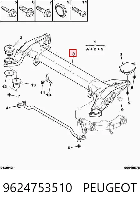 Puente trasero 9624753510 Peugeot/Citroen