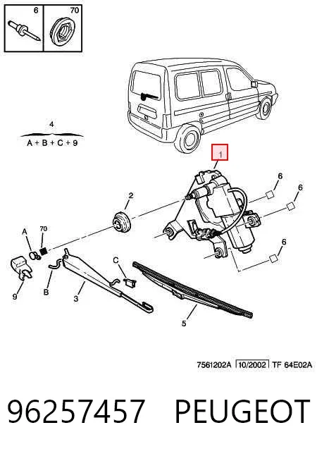 Motor limpiaparabrisas, trasera 96257457 Peugeot/Citroen