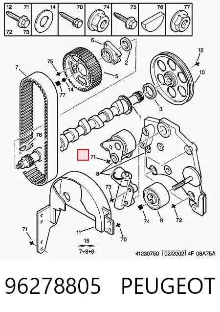 Tensor, correa de distribucion 96278805 Peugeot/Citroen
