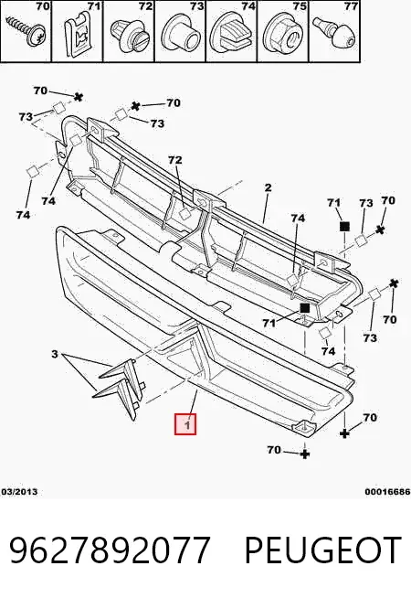 Parrilla 9627892077 Peugeot/Citroen