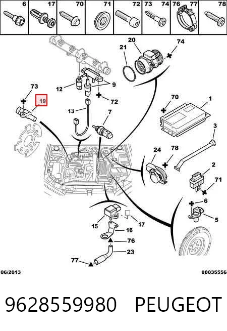 Sensor de árbol de levas 9628559980 Peugeot/Citroen
