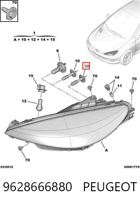 Faro izquierdo 9628666880 Peugeot/Citroen