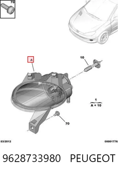 Faro antiniebla derecho PEUGEOT 9628733980